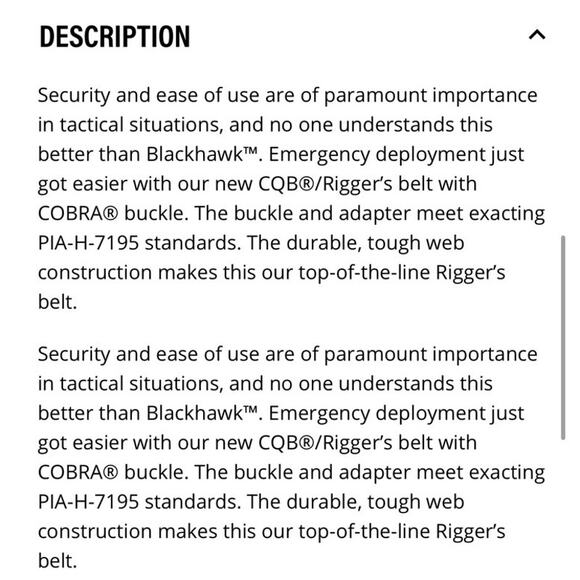 Black Hawk Warrior Rigger Belt with Cobra Buckle SzS - Picture 3 of 8